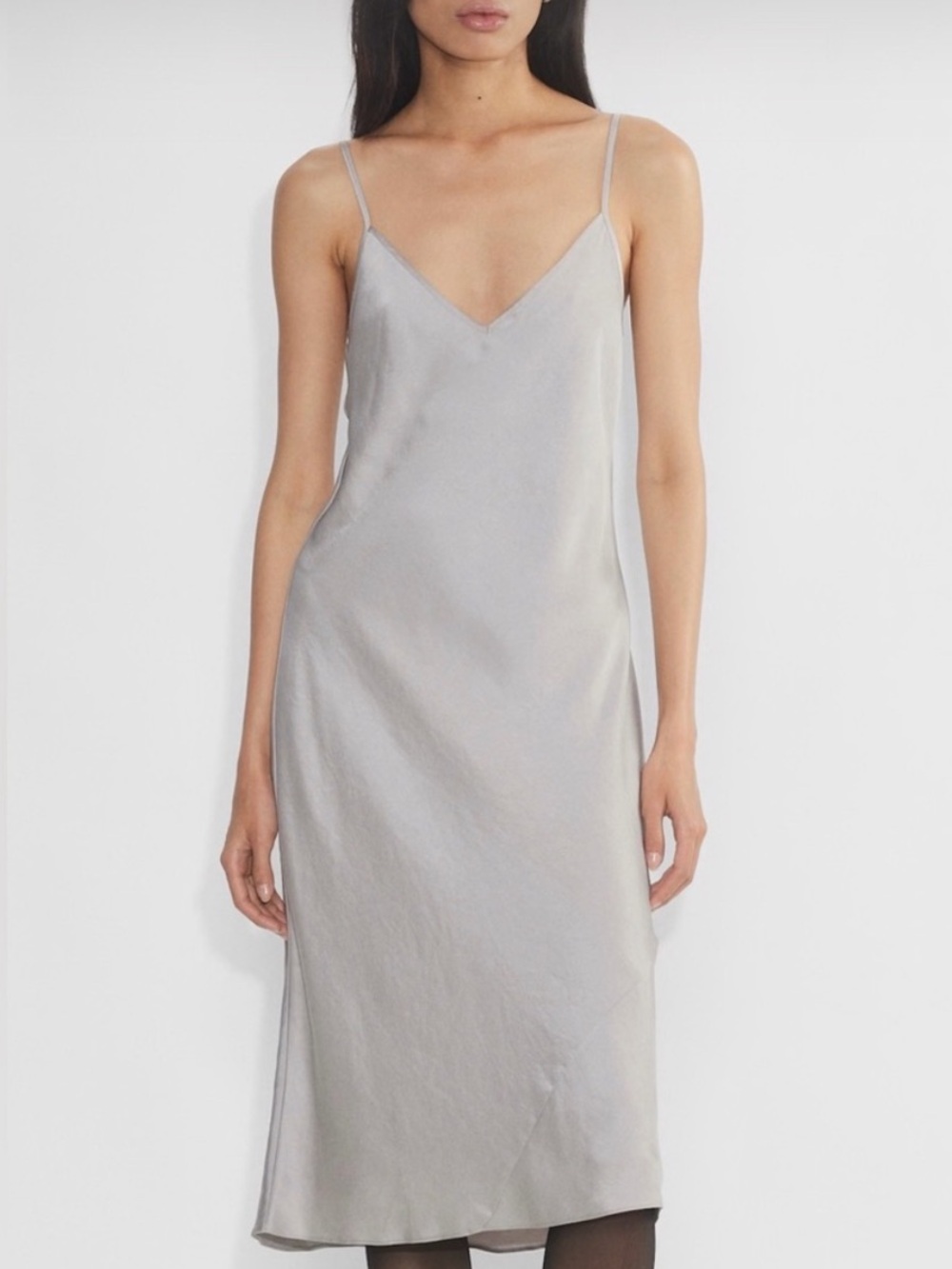 Aritzia Light Silver Satin Slip Chemise